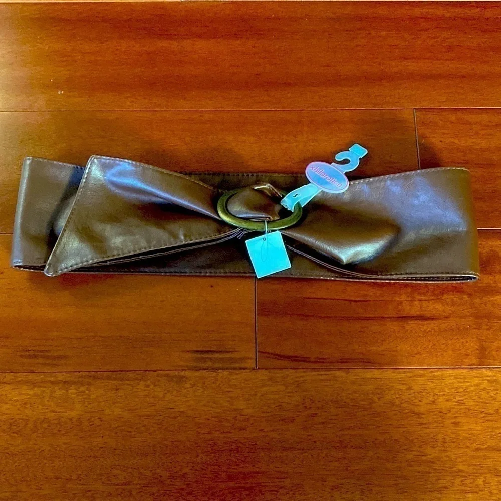 Xhileration dark brown wide faux leather belt